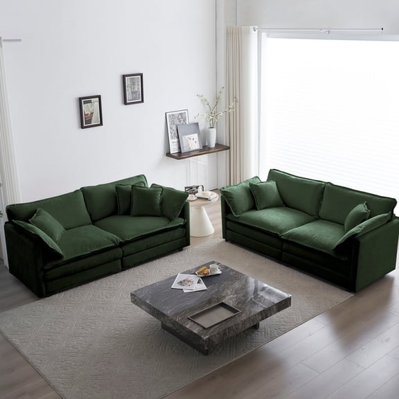 Chenille Living Room (2): Soft Fabric And Base 2 : Solid Wood Frame. Breathable Upholstery. Sponge Fill. Adjustable Seating. Cozy Relaxation. Simple Assembly