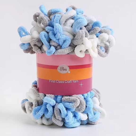 Chenille Loop Yarn, Puffy Yarn Chunky Craft Finger Knitting Loopy Yarn, Soft and Light Material, Perfect for DIY Hand Woven Knitting Crafts Supplies(1 Roll,26ft)