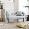 thumbnail image 1 of 51.18" Loveseat Sofa, 2 Seater Chenille Love Seat Couch with 2 Original Pillows, Comfy Upholstered Modern Loveseat Couches for Living Bedroom Leisure Areas, Mint Green, 1 of 7