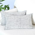 thumbnail image 1 of Chenille Lumbar Pillow Covers Pack of 2 Cream White Mixed Black Texture 12x20 inches , Solid Cushion Cases For Sofa Accent Chair Couch, Rectangular Small Pillowcases, 1 of 7