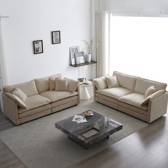 Chenille Material Sofa - Independent Seat Movement - Home Office Lounge - Flexible Furniture Arrangement