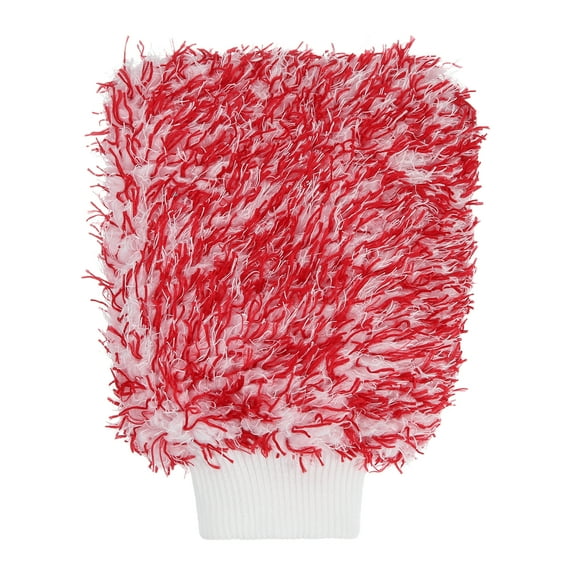 Chenille Microfiber Car Wash Mitts 10.2" x 6.7" Scratch Free Wash Gloves Absorbent Double Sided Plush Cleaning Drying Mitts for Car Washing Home, Red