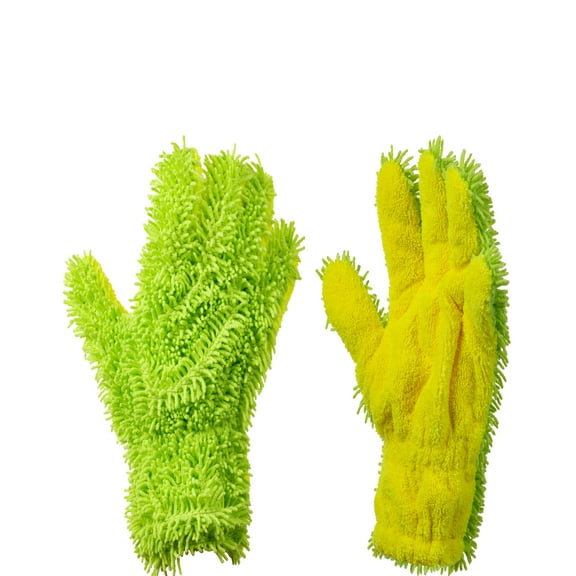 Chenille Microfiber Double Sided Cleaning Gloves for car and Home by Scrub-it - Furniture, Glass and Stainless Steel Cleaner – Washes Dirt Without Harmful Chemicals - Perfect for Dusting - 2 Pack