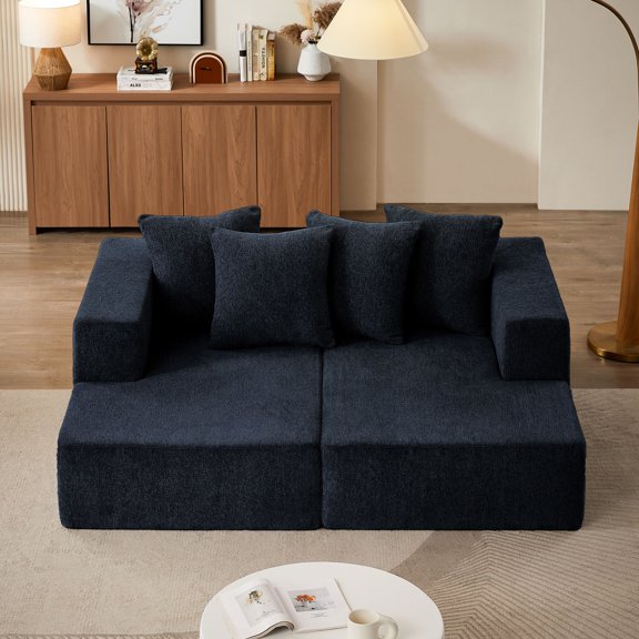 Chenille Modular Sofa with Fixed Cushions, Supportive / Comfortable Seating for Office