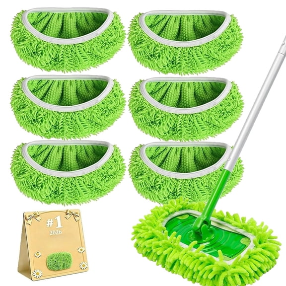 Chenille Mop Refill Pads for Home Use, Washable Reusable Microfiber Replacement Mop Heads, Fit Most Standard Mops for Hardwood, Tile & Laminate Floors