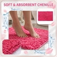 thumbnail image 1 of Chenille Non-Slip Bathroom Rug, 16x24 Inch Super Absorbent Soft Floor Mat, Cloud-Like Shaggy Mat for Tub Shower Entry Hot Pink, 1 of 9