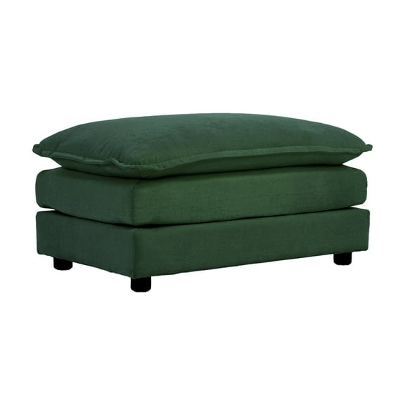 Chenille Ottoman Footrest for 2 3 4 Seater Sofa, Modular Sectional Compatible Stool, Green