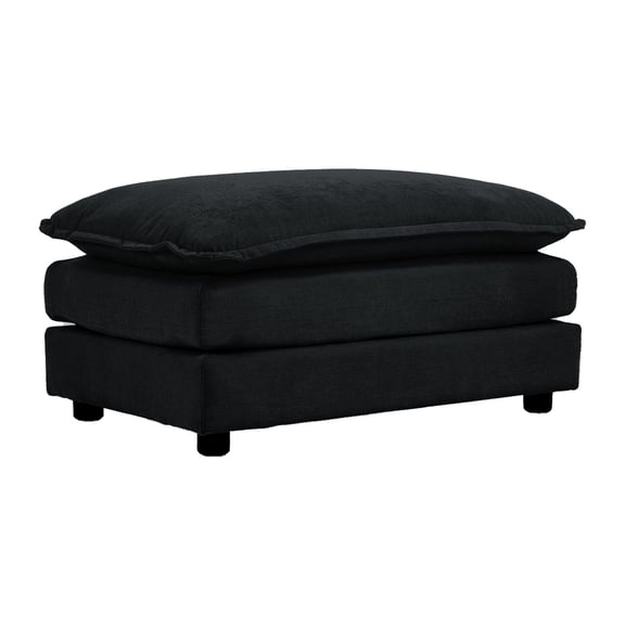 Chenille Ottoman with Solid Wood Base / Combine with Sofa for Living Room Setup