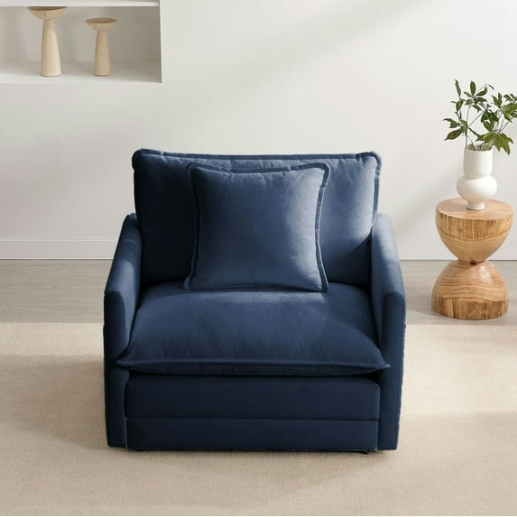 Chenille Oversized Accent Chair - 39”W Big Comfy Reading Chair, Modular Cloud Chair, Cozy Armchair for Living Room, Bedroom, Kids Room, Family Room, Reading Nook, Navy Blue