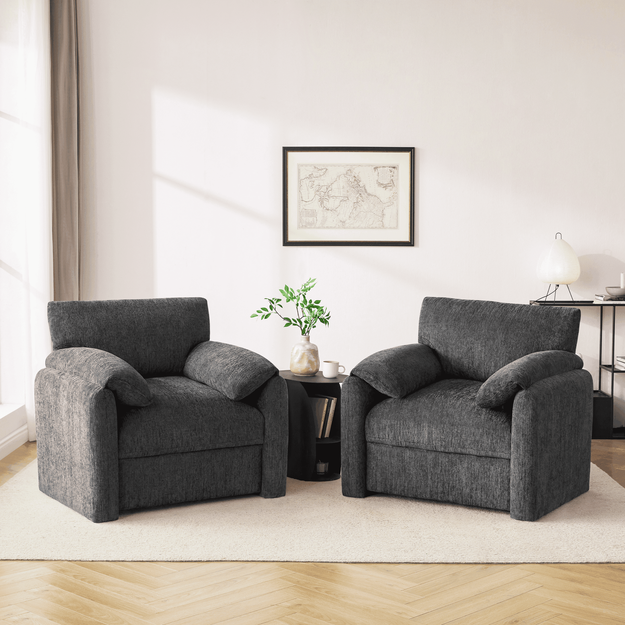 Chenille Oversized Armchairs, 38.6" Wide Accent Chairs for Living Room