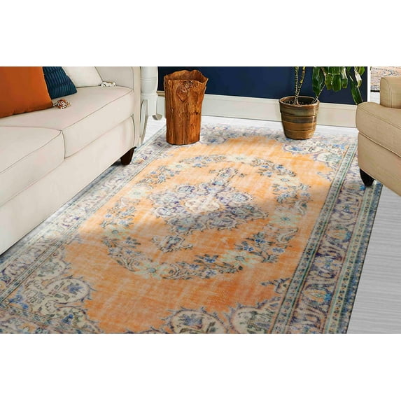 Chenille Printed Design Rug, Area Rugs, Kitchen Rugs, Blue Rugs, Easy to Clean Rugs, Bridesmaid Gift Rugs, Bohemian Rugs, Large Rugs, Pattern Rugs, 3.3'x9.2' - 100x280 cm