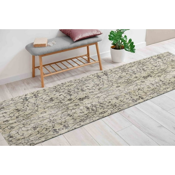 Chenille Printed Design Rugs, Brown Rugs, Dining Room Rugs, Floral Runner Rug Rug, Bohemian Rug, 3D Printeds Rug, Turkish Rugs, Luxury Rugs, 1.7'x2.3' - 50x70 cm