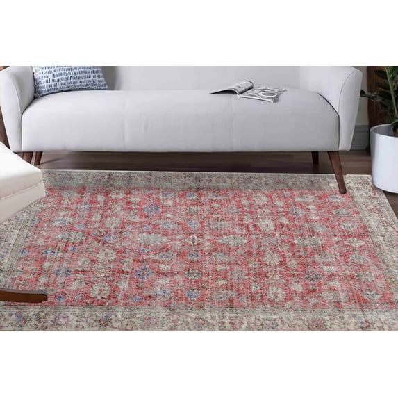Chenille Printed Stye Rug, Rug, Area Rug, Saloon Rugs, Soft Rugs, Antique Style Rugs, Customs Rug, Red Rug, Personalizeds Rugs, Accent Rug, 2.6'x9.2' - 80x280 cm