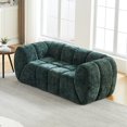 thumbnail image 1 of Chenille Pure Foam Sofa, Modern Quilted Cloud 2-Seater with Deep Seats, Rounded Armrests, for Living Room, Bedroom, Apartment, Green, 1 of 9