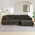 thumbnail image 1 of Chenille Right Face L-Shape Luxury Sectional Oversized Sofa,Mnimalist Design,Comfy Sleeper Couch for Living Room,Apartment&Reception Spaces,No Assembly Required (Brown), 1 of 10