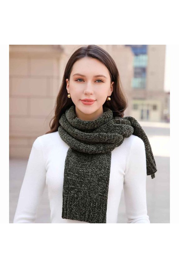 Chenille Scarf Soft Winter Warm Long Shawl Wrap Solid Color Wool Blend