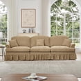 thumbnail image 1 of 107.1'' Modular Sectional Sofa, Upholstered 3-Seat Sofa, Silver Chenille Couch with Removable Ruffles Pleats Skirts, Flared Arms, Deep Seat Sectional Couches for Living Room, Apartment, Light Coffee, 1 of 7
