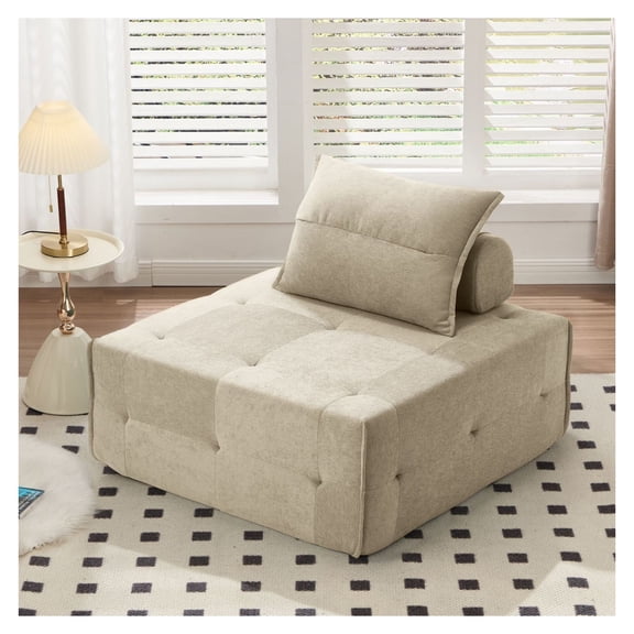 Chenille Sectional Sofa, 39.37" Deep Seat Couch, Adjustable Backrest, Modular Couch for Living Room, Bedroom, Small Spaces - 1PCS