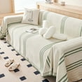 thumbnail image 1 of Chenille Sofa Covers for Dogs Pets, Sectional Couch Covers for Sofa L Shape, Sofa Covers Washable, Vertical Stripe Jacquard Sofa Slipcover Sectional (Green 71*165 inch), 1 of 8
