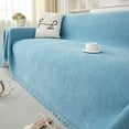 thumbnail image 1 of Chenille Sofa Covers, Non Slip Couch Cover, Couch Washable Sectional, Dogs pet Furniture Protector Couch Cover, Blanket for Living Room with Tassels, 71"x150", Blue, 1 of 7