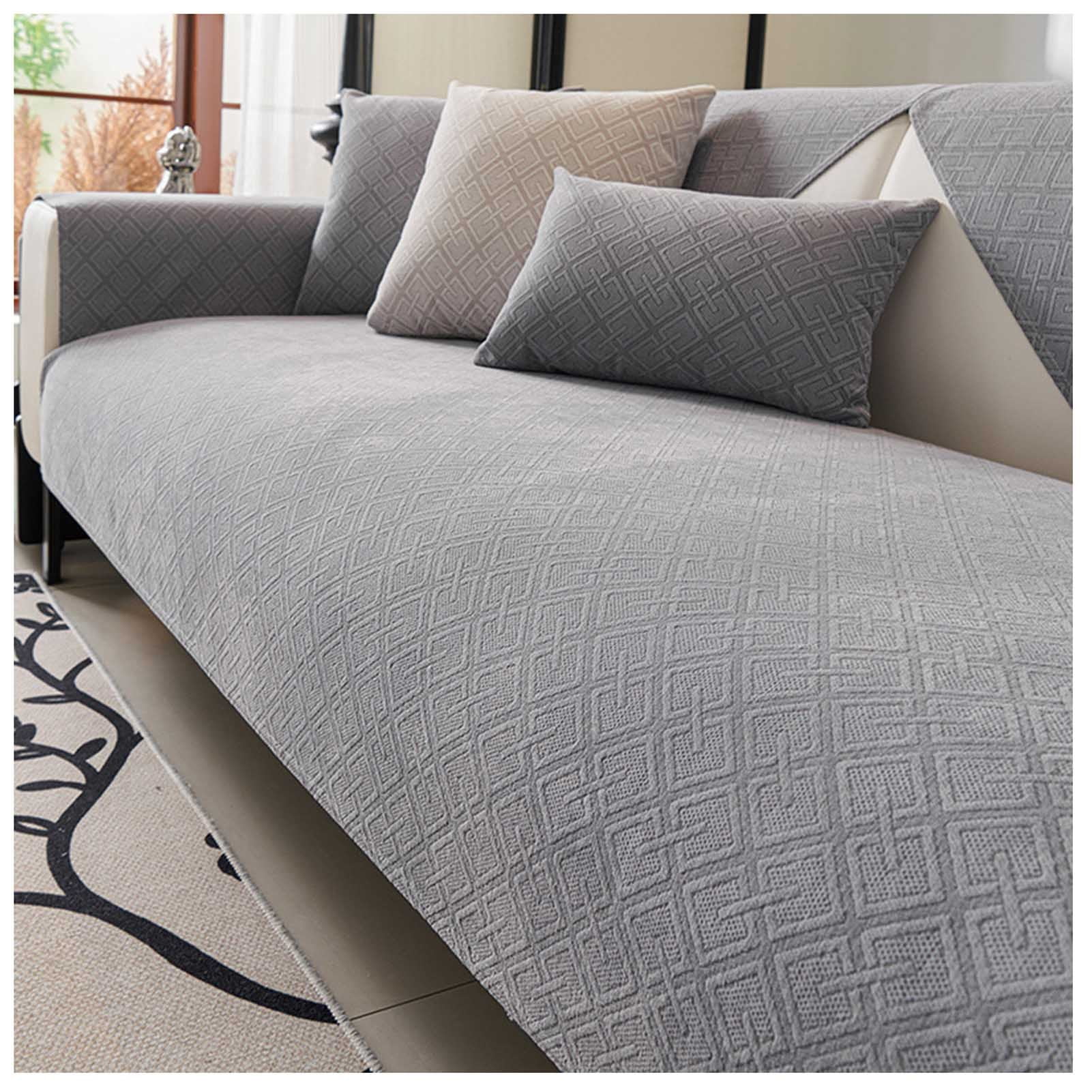Chenille Sofa Cushion Cover,All-Season Seat Pad with Non-Slip Particles , Modern Protector for Leather Couches, Universal Sofa Cover