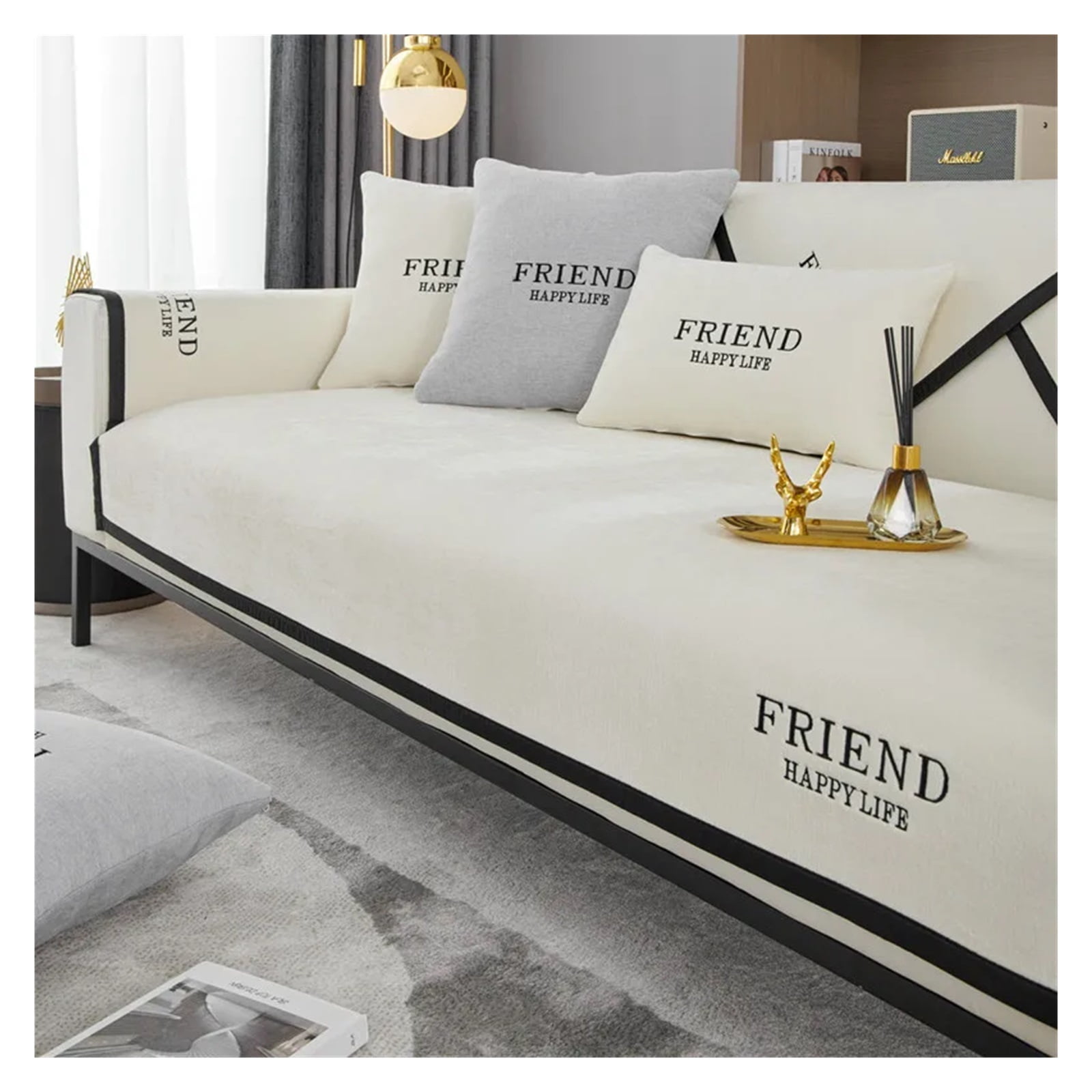 Decor R Covers Chenille Sofa Cushion for Living Room Letter Non-slip Sofas Towel Couch ...