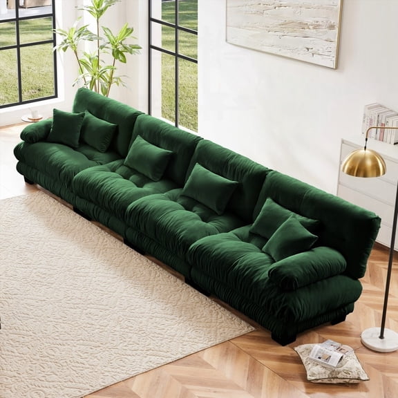 Modern Simple Chenille 4-Seater Sectional Sofa 220×80×75cm for Living Room, Comfortable and Durable