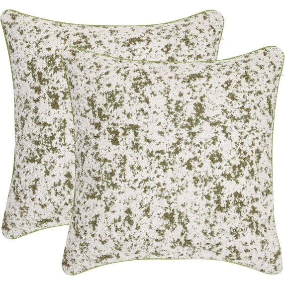 Chenille Soft Throw Pillow Covers 18x18 inch Set of 2 Spring Farmhouse Pillow Cases Decorative Square Pillow Covers with Rope Edge for Couch Sofa Bed, Yellow