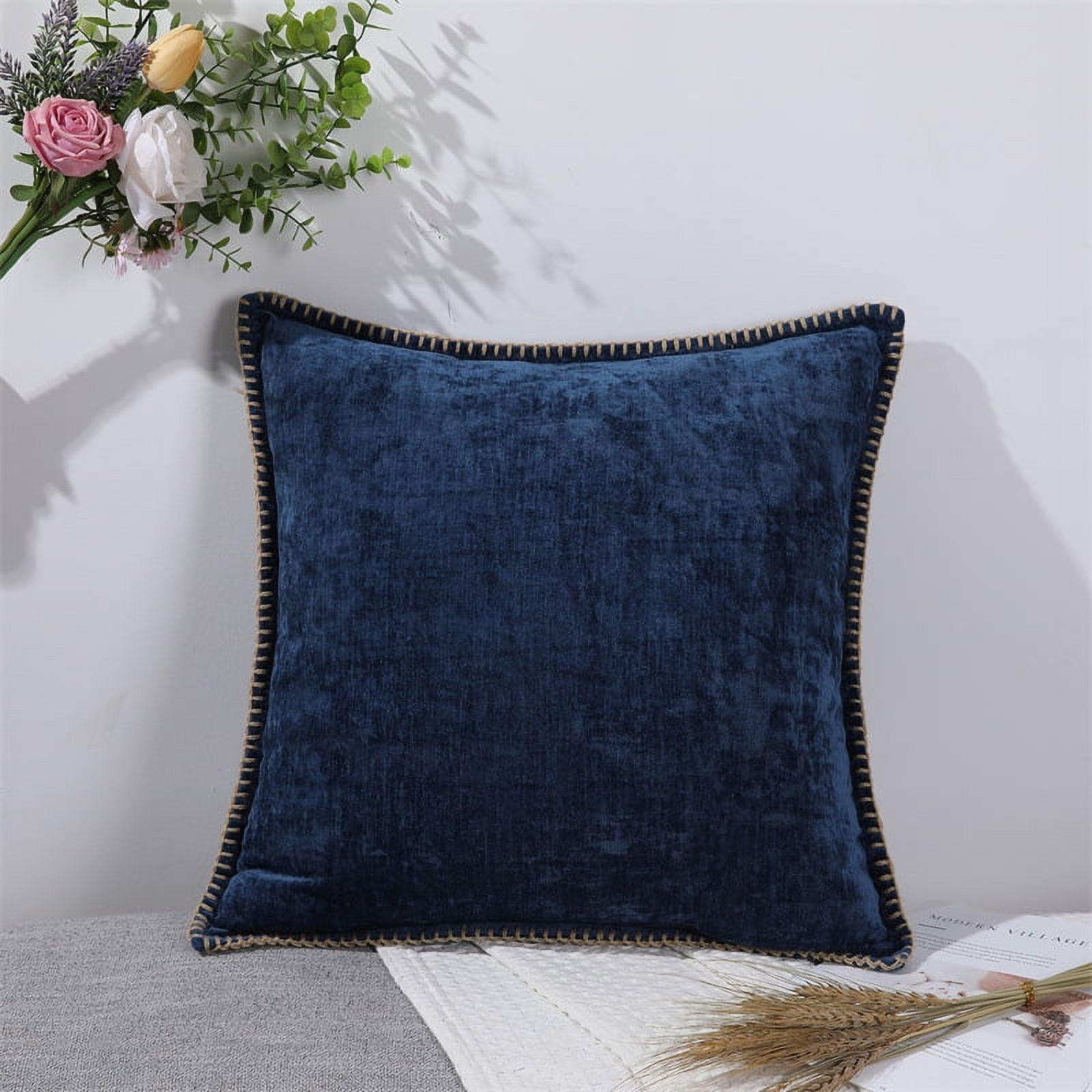 Chenille Soft Throw Pillow Covers, Farmhouse Velvet Pillow Covers