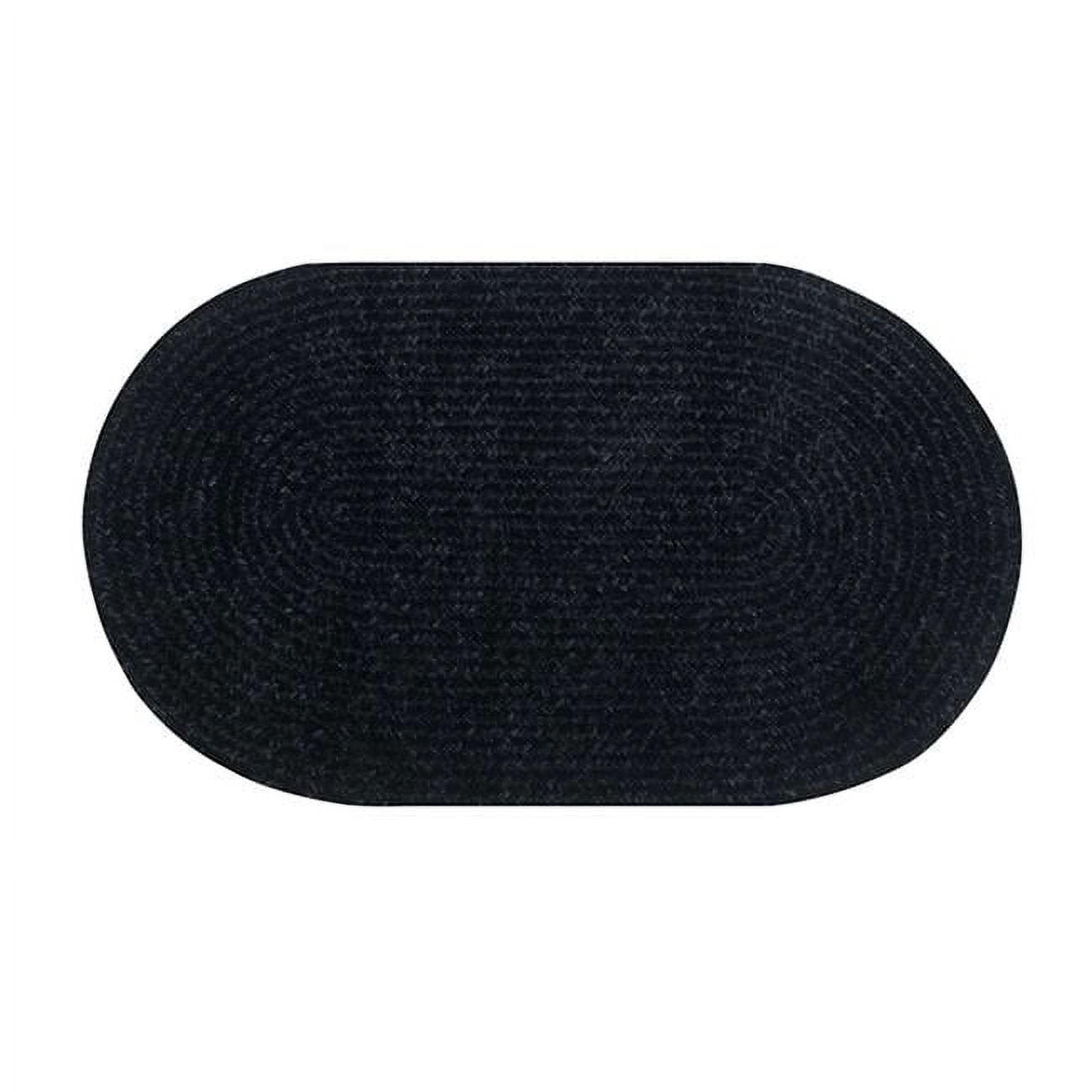 Black Oval Braided Polyester Runner Rug, 24'' x 108''