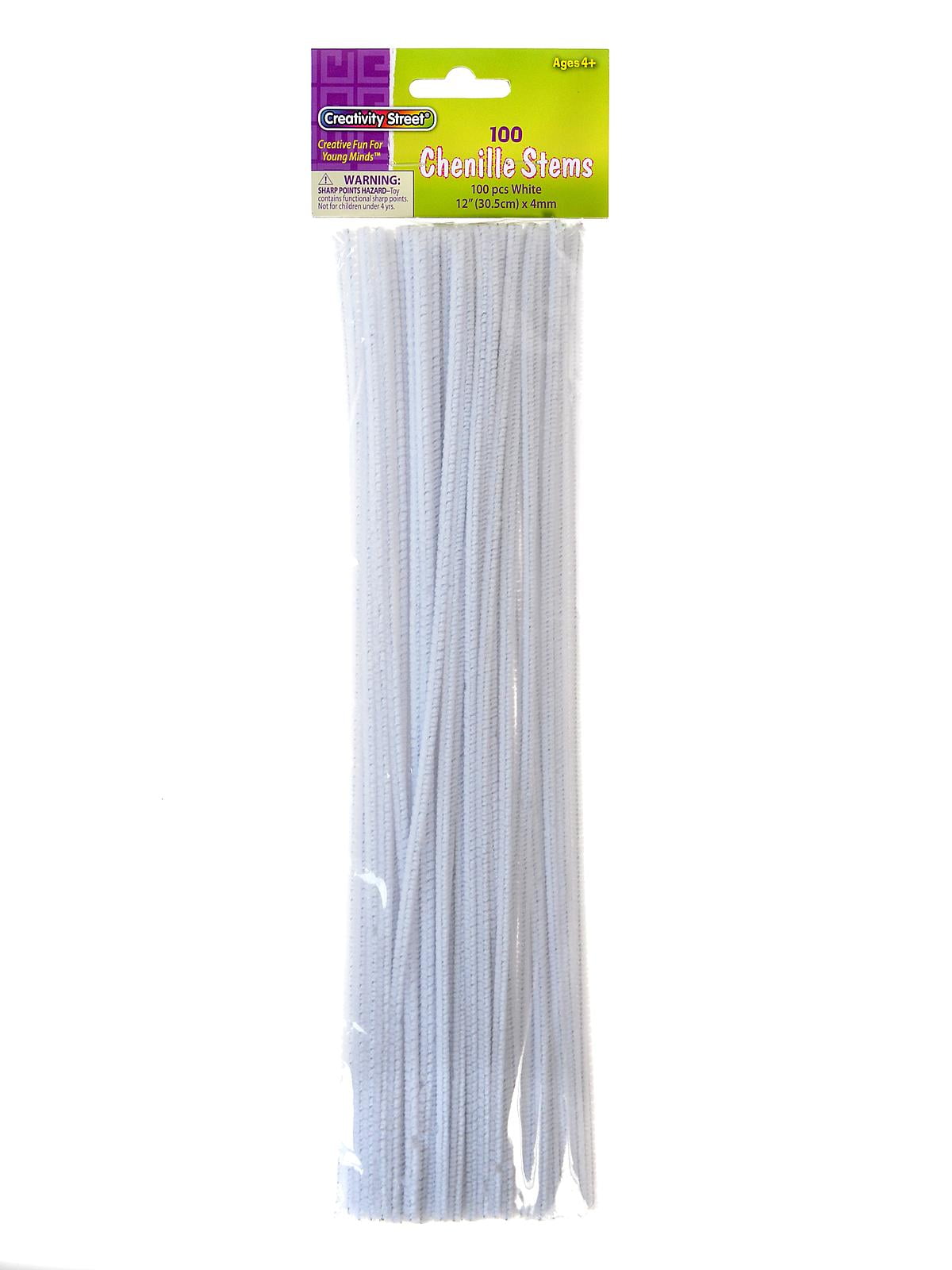 Chenille Stems 4 mm x 12 in., 100 pieces, white (pack of 12)