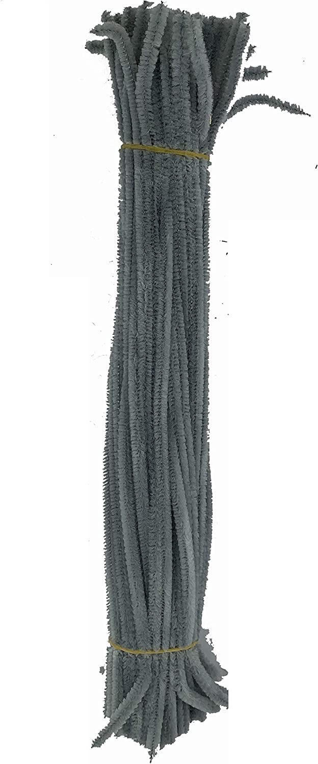 Crafts Outlet Chenille Stems (Pipe Cleaners) - 12-inch, Grey, 10-Pack