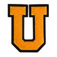 thumbnail image 1 of Chenille Stitch Varsity Iron-On Patch by pc, 4-1/2", Golden Yellow/Black, TR-11648 (Letter U), 1 of 1