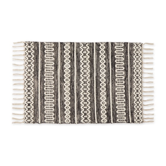 CHENILLE DOODLE LINES RUG - BLACK - 2 X 3 FT
