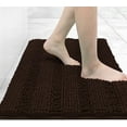 thumbnail image 1 of Chenille Striped Bathroom Rugs 30x20, Extra Thick and Absorbent Bath Rugs, Non-Slip Soft Plush Shaggy Bath Carpet, Machine Wash Dry, Bath Mats for Bathroom, Brown, 1 of 6