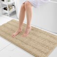 thumbnail image 1 of Chenille Striped Bathroom Rugs 47x20, Extra Thick and Absorbent Bath Rugs, Non-Slip Soft Plush Shaggy Bath Carpet, Machine Wash Dry, Bath Mats for Bathroom, Beige, 1 of 6