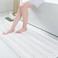 thumbnail image 1 of Chenille Striped Bathroom Rugs 70" x 24", Extra Thick and Absorbent Bath Rugs, Non-Slip Soft Plush Shaggy Bath Carpet, Machine Wash Dry, Bath Mats for Bathroom, White, 1 of 16