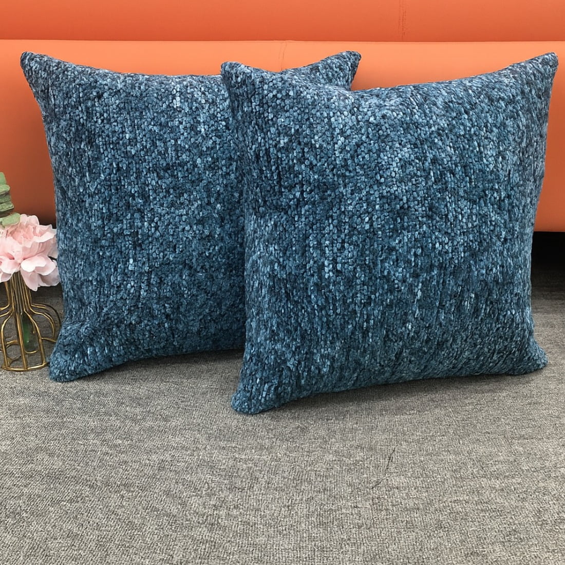 Chenille Textured Decorative Throw Pillow Covers for Sofa Living Room Home, Cozy Accent Cushions for Families & Apartments, 18x18 Inch
