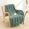 Chenille Throw Blanket For Couch, Cozy Soft Throw Blanket With Fringe