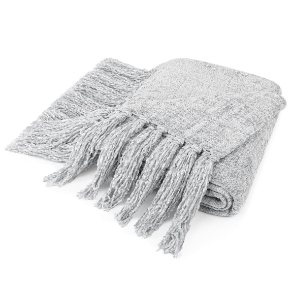 Chenille Throw Blanket Light Grey 60 X 80 Inches - Twin Use for Couch ...