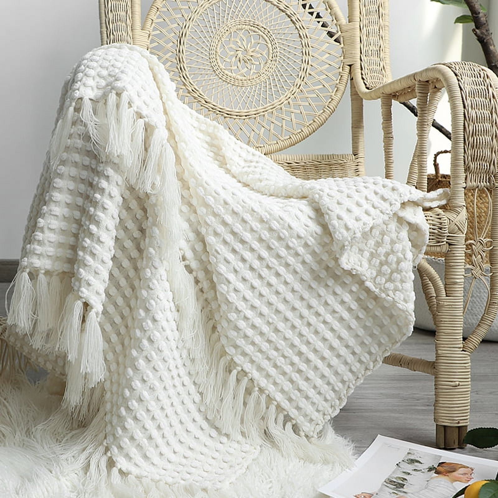 White Throw Blanket Fringe