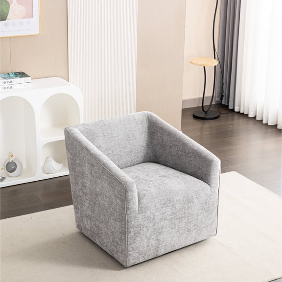 Chenille Upholstered & 360° Swivel / Great for Reading in Home Theater