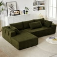 thumbnail image 1 of Chenille Upholstered Modular Sectional , 108" L Shaped With 6 Pillows, Adaptable To Various Styles Modern Couch , Space Saving Feature, 1 of 6