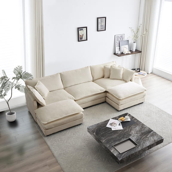 Chenille Upholstered Sofa - Re - arrangeable Seat Modules - Home Gaming - Supportive Sitting