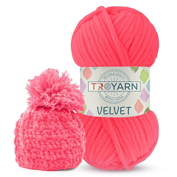 Chenille Velvet Yarn - 100g (132 Yards), Fluffy & Plush, Perfect for Amigurumi & Baby Blankets, Size 6