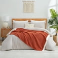 thumbnail image 1 of Chenille Waffle Knit Throw Blanket Reversible Bedding Blanket, 50"x60", Burnt Orange, 1 of 7