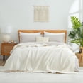 thumbnail image 1 of Chenille Waffle Knit Throw Blanket Reversible Bedding Blanket, 90"x90", Ivory, 1 of 7