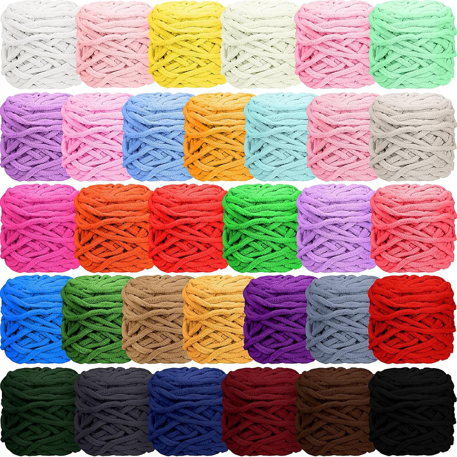 Chenille Yarn Chunky Chenille Yarn for Crochet Fluffy Yarn 𝐁𝐚𝐛𝐲 Yarn for Crocheting Soft for Knit Sweaters, Blankets, Shoes, Scarves, Clothes