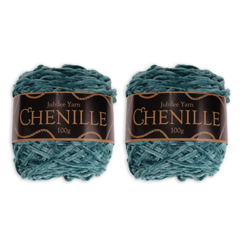 Chenille Yarn - Worsted Weight Yarn - 100g/skein - Cerulean - 2 Cakes 