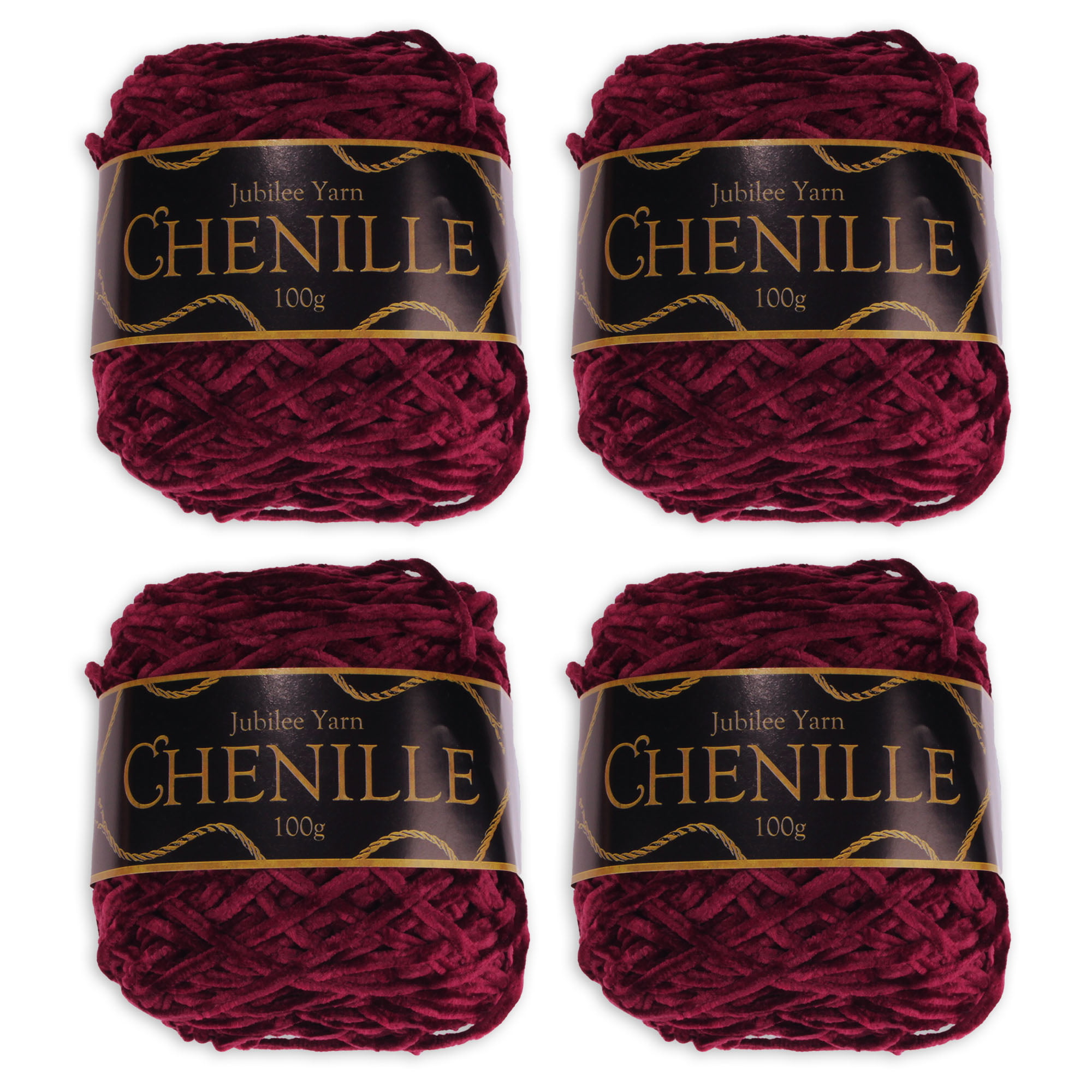 Chenille Yarn - Worsted Weight Yarn - 100g/skein - Scarlet - 4 Cakes 